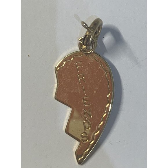Gold Tone Flat Polished Girl Silhouette Dangle “Friend” Charm Pendant - Picture 3 of 4